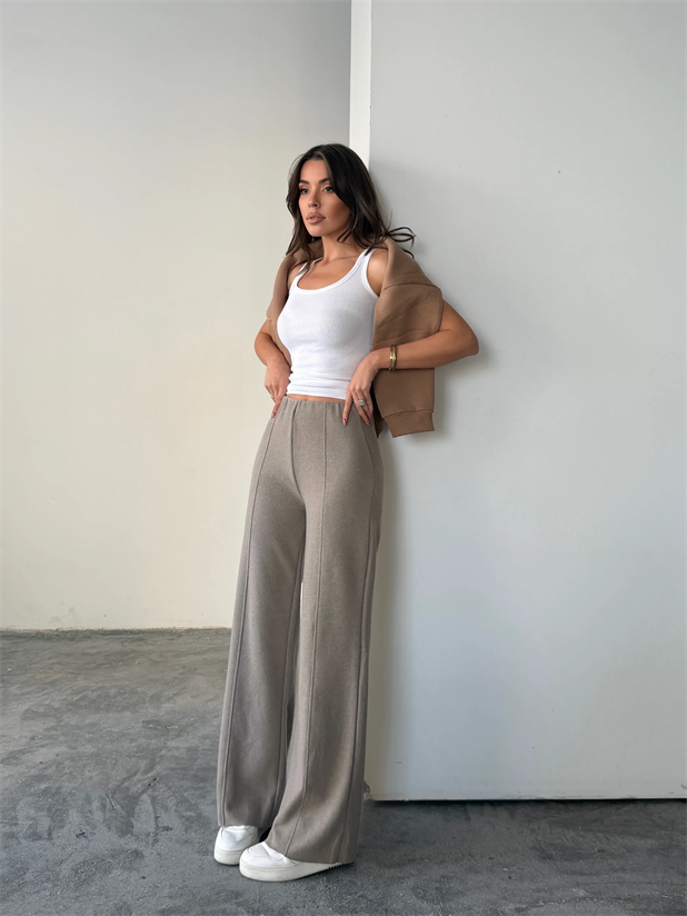 Çimalı Bel Lastik Selanik Pantolon - Bej