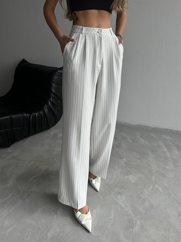 Elicia Line Pileli Palazzo Beyaz - Beyaz