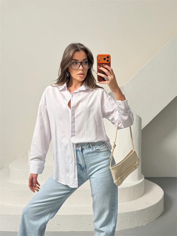 Gizli Patlı Gömlek - Beyaz