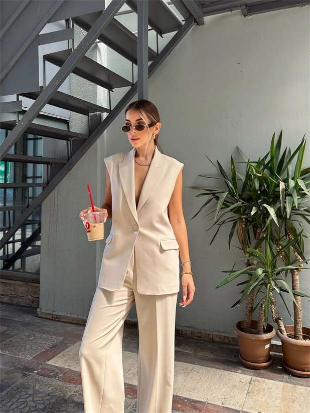 Valeria Blazer Yelek Taş - Taş