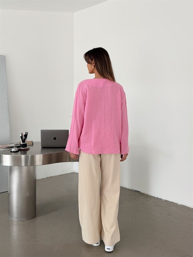 Nakışlı Kimono Takım  - Pembe