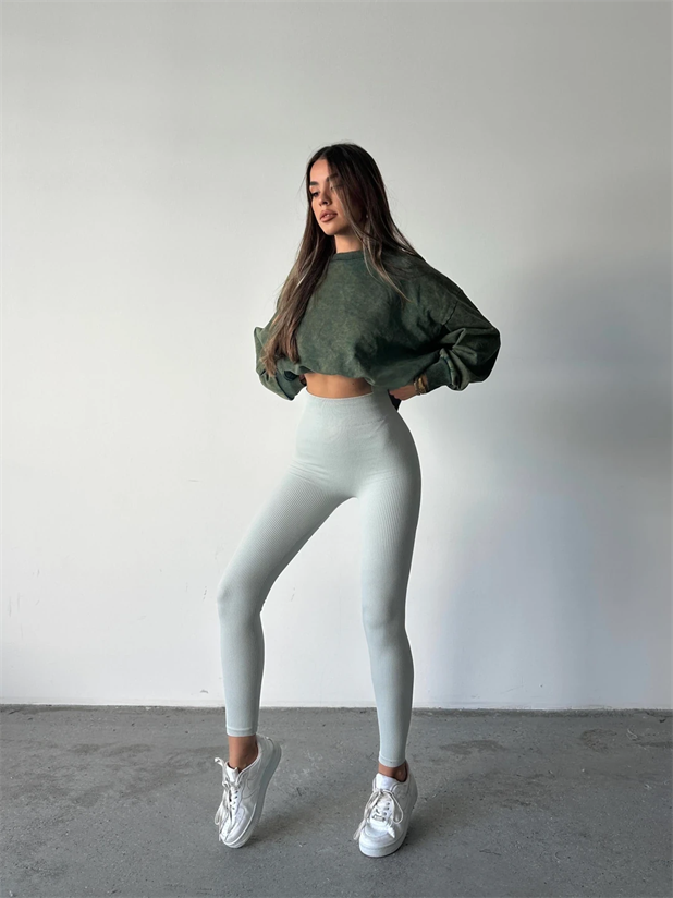 Toparlayıcı Fitilli Tayt - Mint