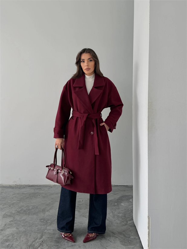 Premıum Kuşaklı Kaban  - Bordo