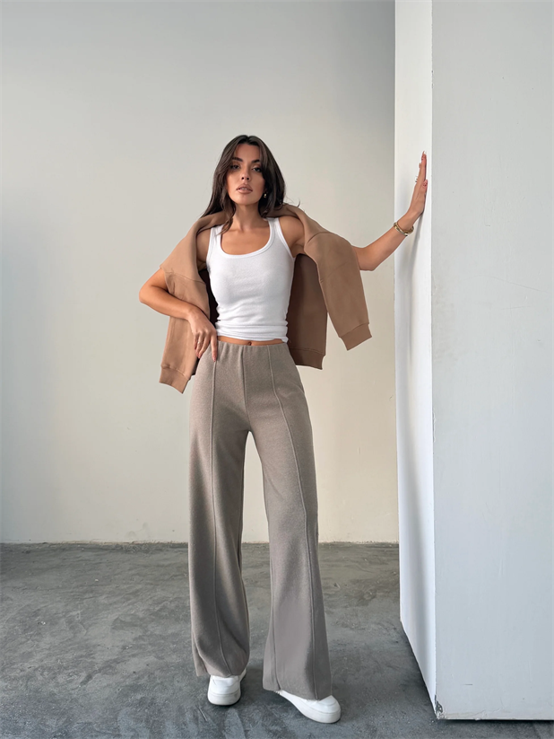 Çimalı Bel Lastik Selanik Pantolon - Bej