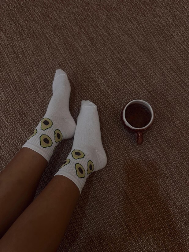Meyve Baskılı Çorap - Avakado Desenli