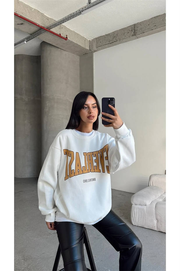 Everlast Baskı Sweat Beyaz - Beyaz