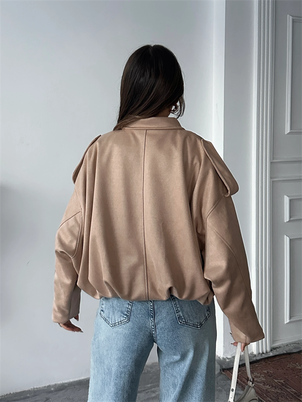 Bomber Süet Ceket - Bej