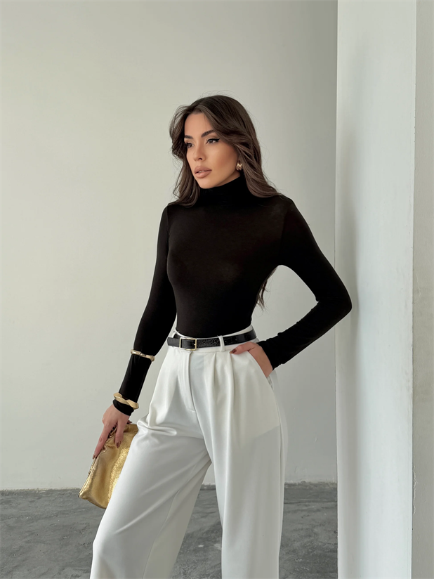 Balıkçı Transparan Bluz - Kahve