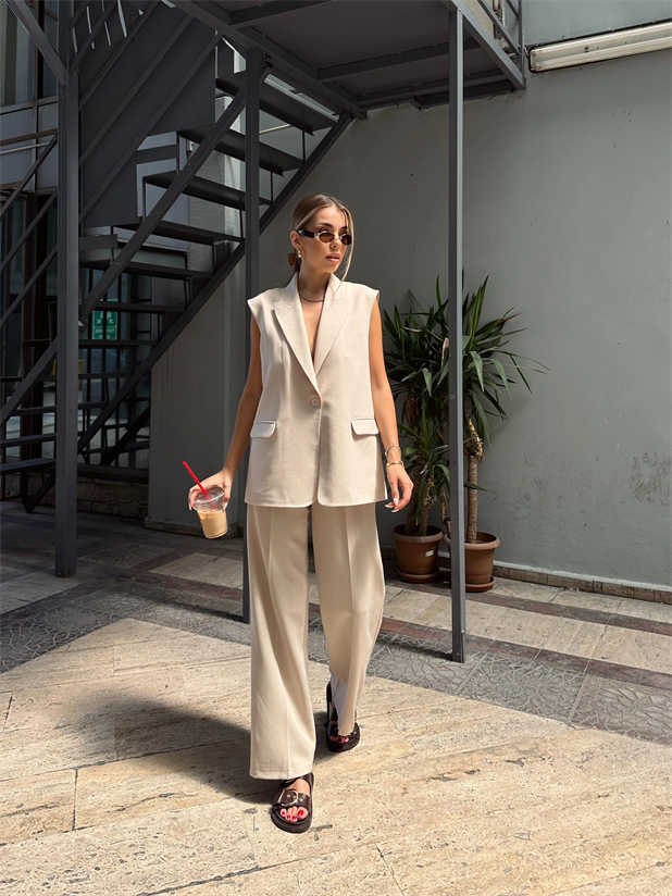 Valeria Blazer Yelek Taş - Taş