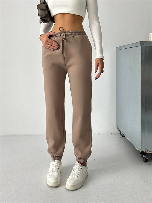 Bel Lastik Jogger Eşofman Vizon - Vizon