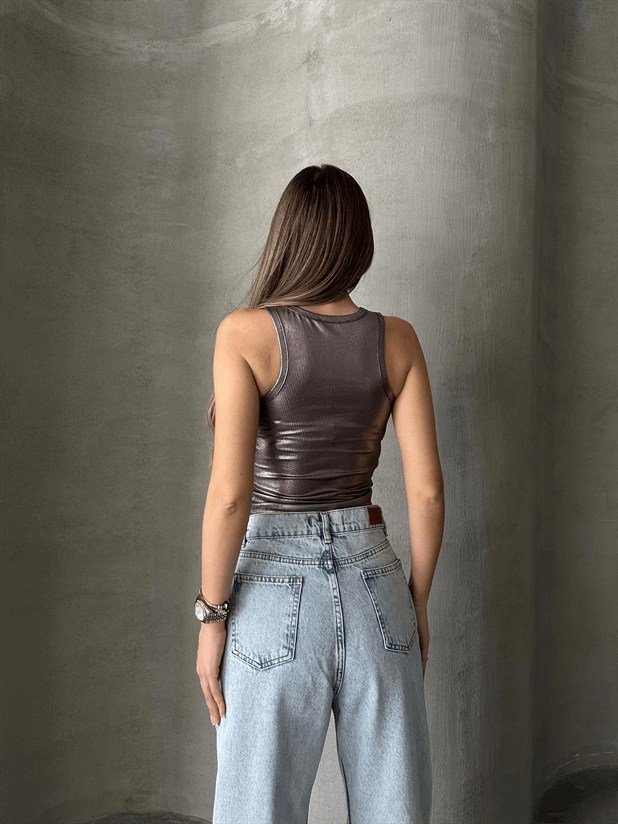 Lily Varaklı Crop Bronz - Bakır