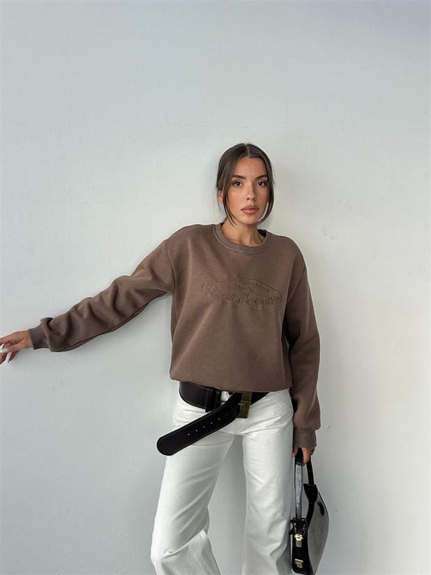 Hopeful Nakış Sweat - Kahve