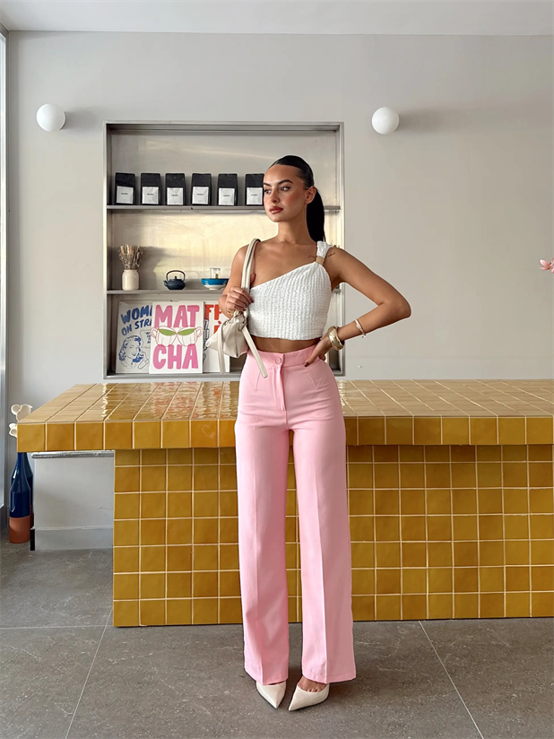 Cepsiz Palazzo Pantolon  - Pembe