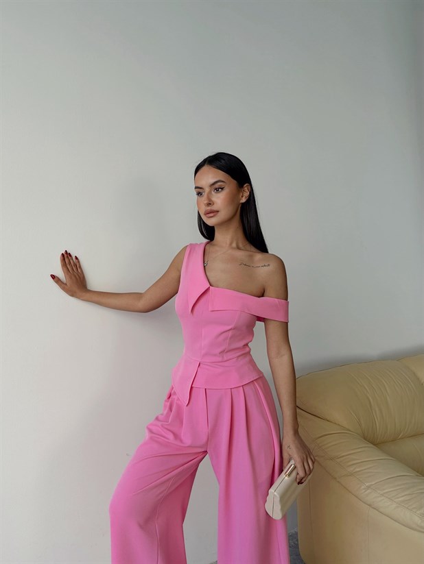 Tek Omuz Büstiyer - Pembe