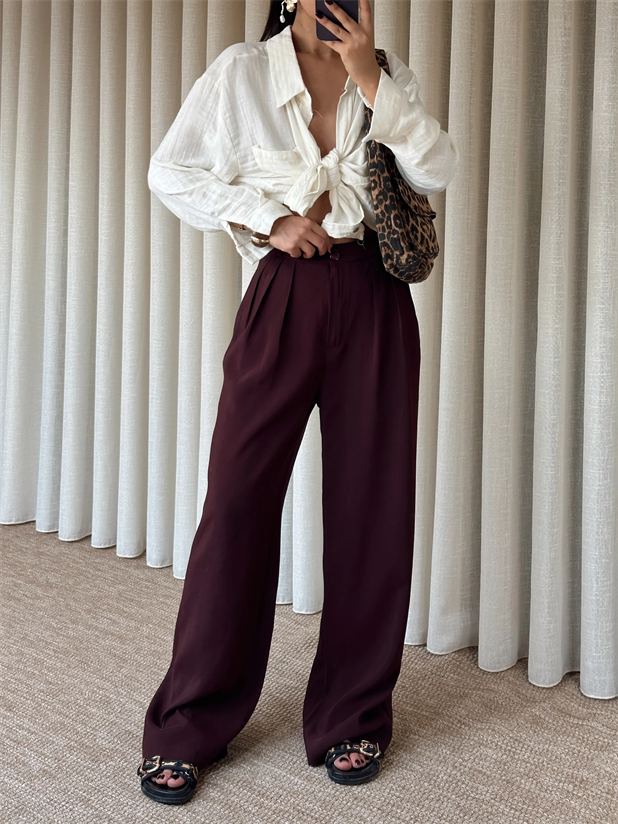 Modal Üç Pile Palazzo  - Kahverengi