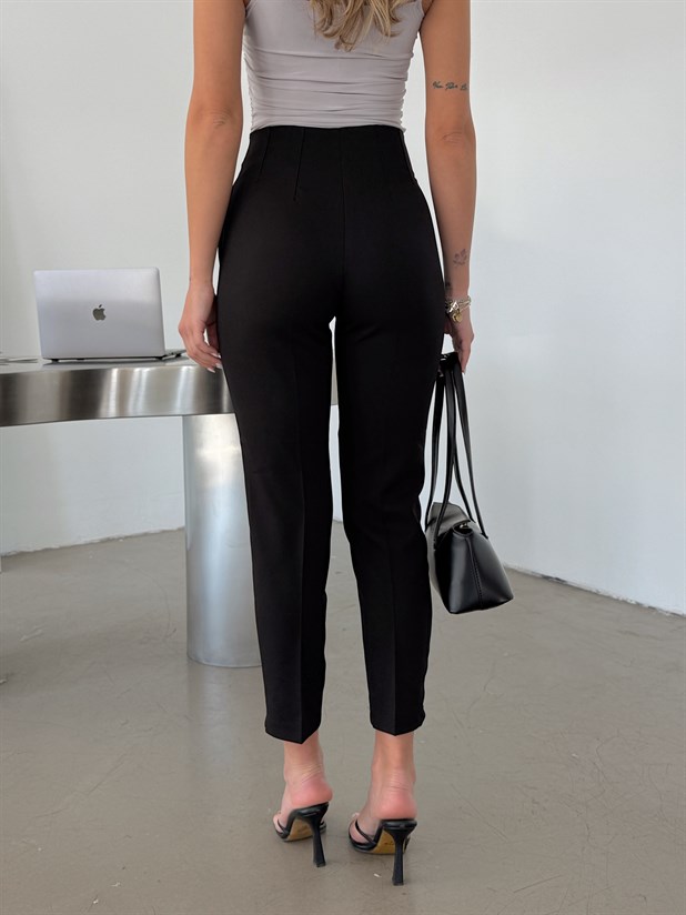 Pensli Dabıl Kumaş Pantolon - Siyah