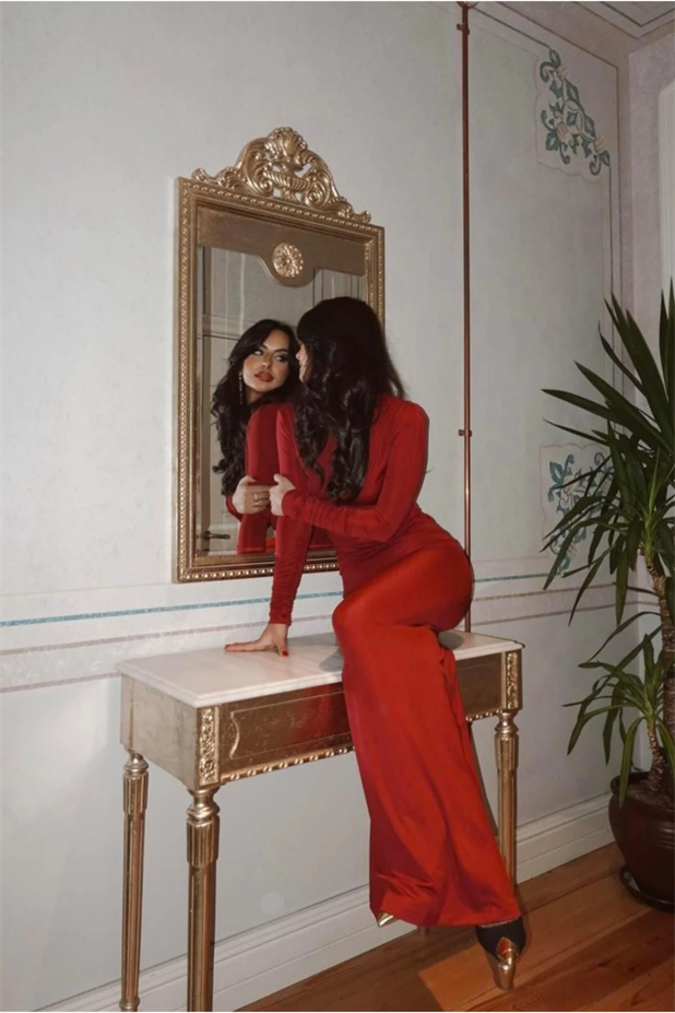 Drape Balıkçı Elbise Bordo - Bordo