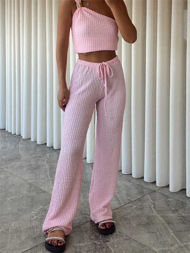 Bürümcük Kumaş Pantolon - Pembe