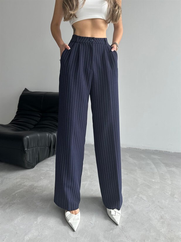 Elicia Line Pileli Palazzo Lacivert - Lacivert