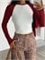 Bloklu Basic Bluz - Bordo