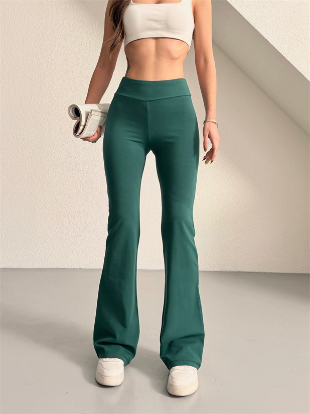 İspanyol Paça Tayt Pantolon - Zümrüt Yeşili