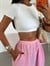 Çift Kat Crop Basic -Beyaz