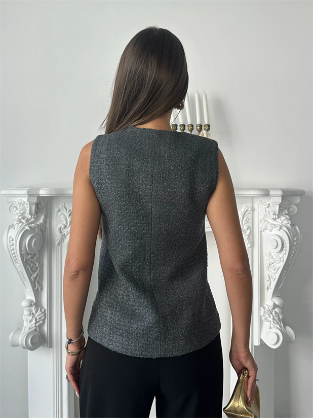 Chanel Fabric Yelek Füme - Füme