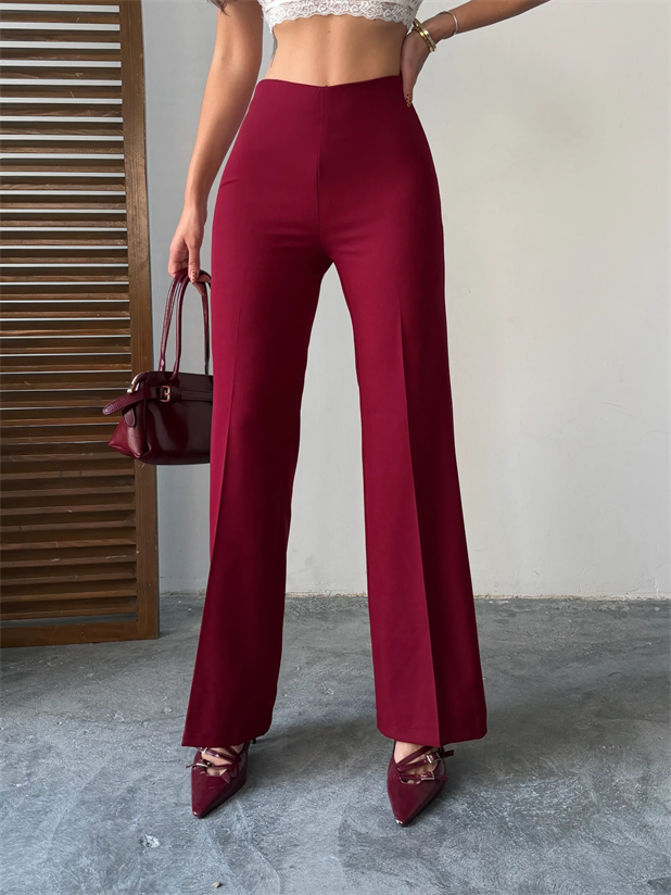 Gizli Fermuarlı Pantolon - Bordo