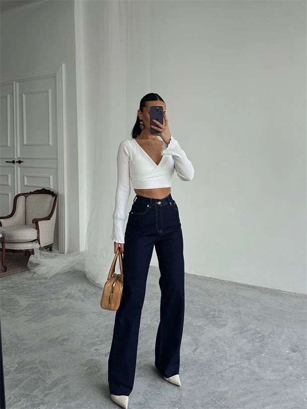 Massimo Paça Kesik Palazzo Jean - Lacivert