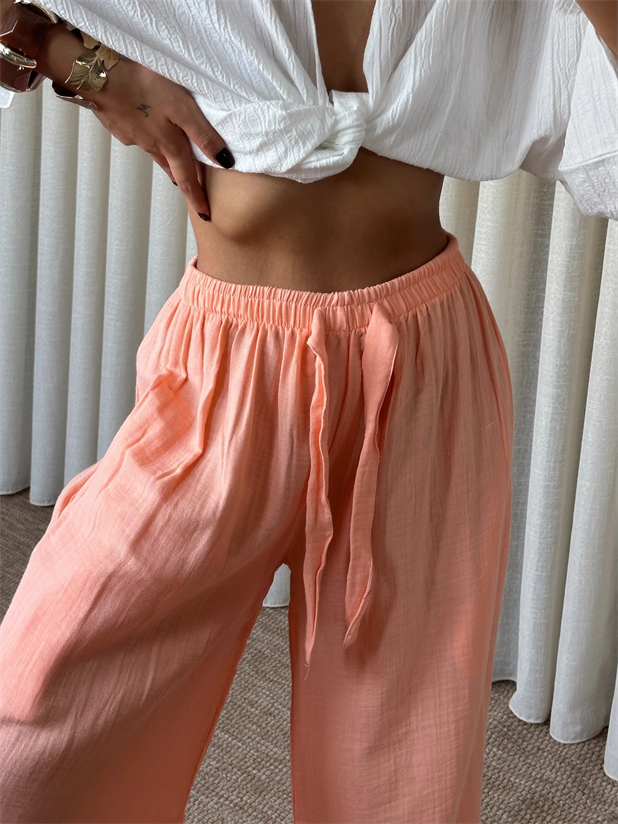 Müslin Kumaş Pantolon - Turuncu