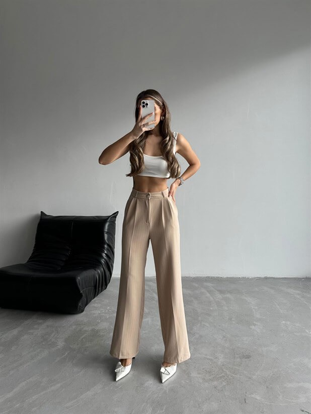 Elicia Line Pileli Palazzo Bej - Bej