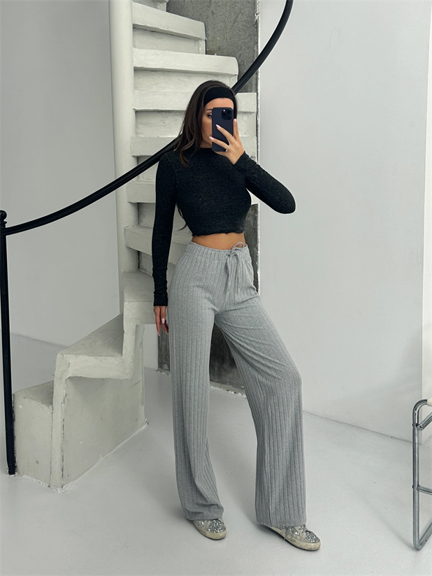 Yumoş Fitilli Eşofman - Gri