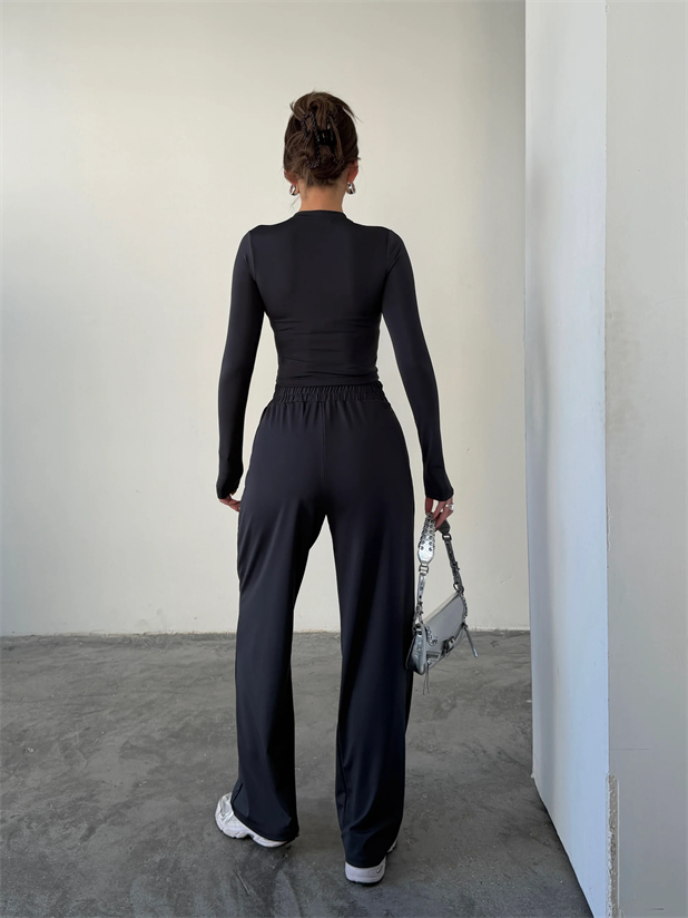 Uzun Kol Bisiklet Yaka Takım  - Füme