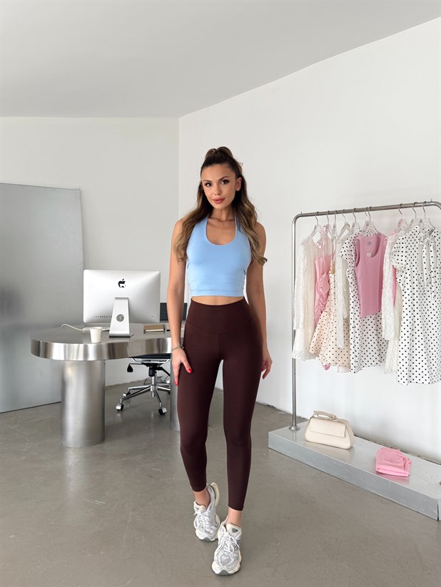 Yüksek Bel Toparlayıcı Tayt - Kahve