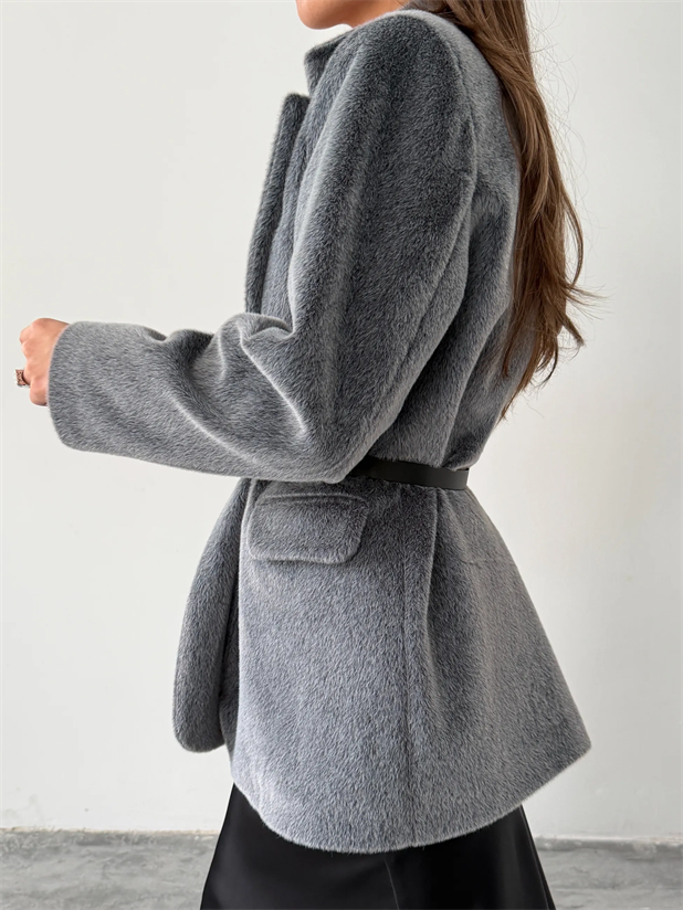 Vatkalı Fox Blazer Ceket - Füme