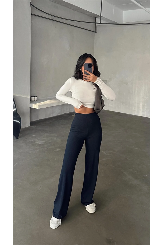 Kaşkorse Bel Detay Eşofman Lacivert - Lacivert