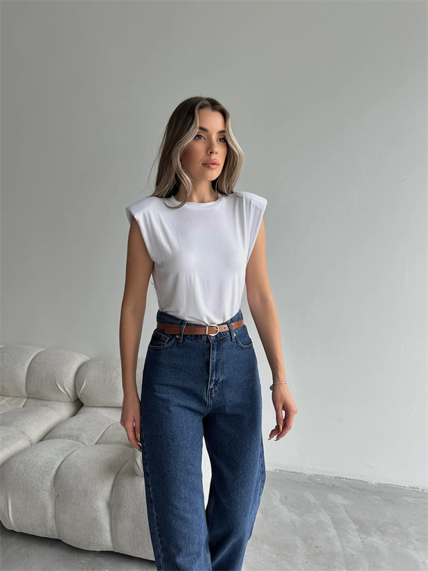 Lulu Vatkalı Tshirt Beyaz - Beyaz
