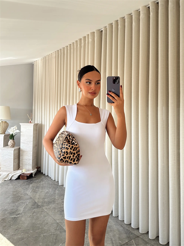 Lana Mini Elbise Beyaz - Beyaz