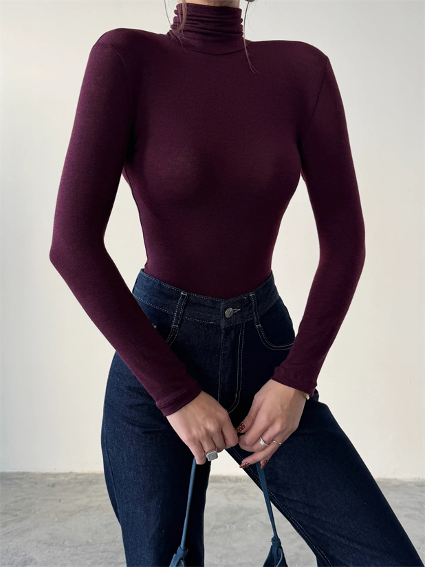 Balıkçı Transparan Bluz - Bordo