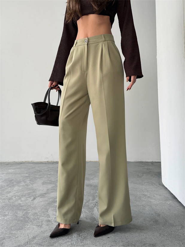 My Palazzo Kumaş Pantolon - Çağla Yeşili