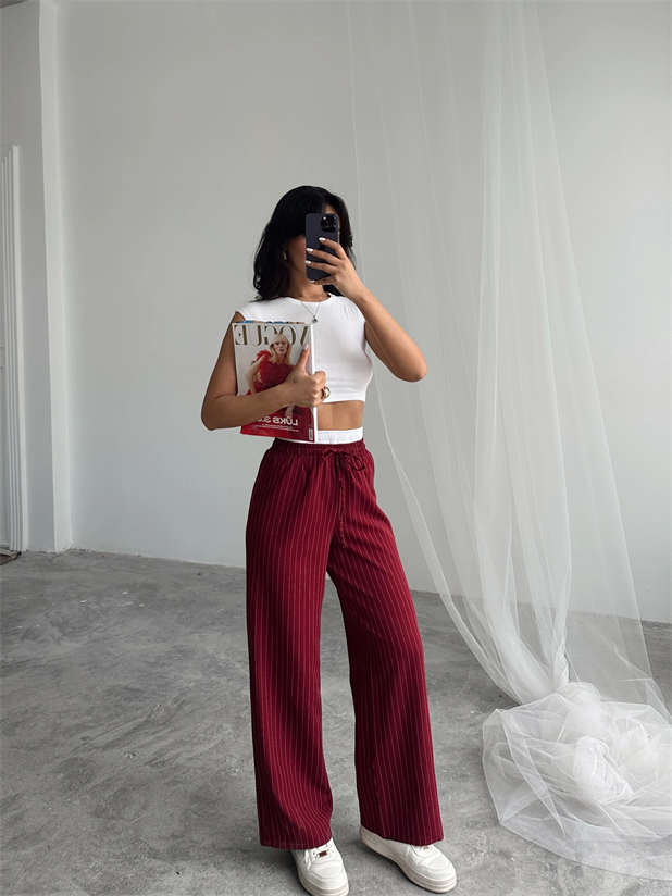 Garnili Line Pantolon  - Bordo