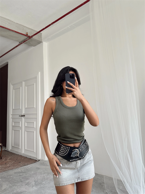 Liza Basic Crop Haki Yeşil - Haki Yeşil