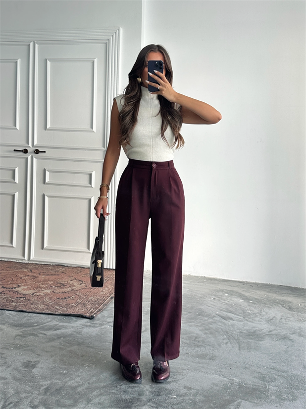 My Palazzo Kumaş Pantolon - Mürdüm