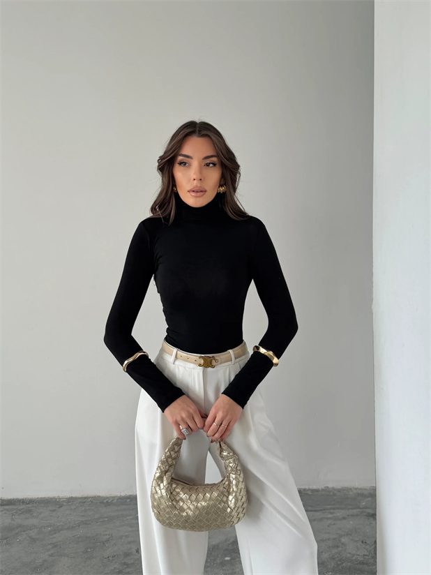 Balıkçı Transparan Bluz - Siyah