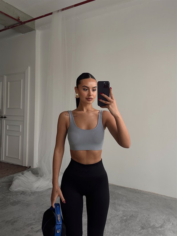 Seamless Fitilli Crop - Gri