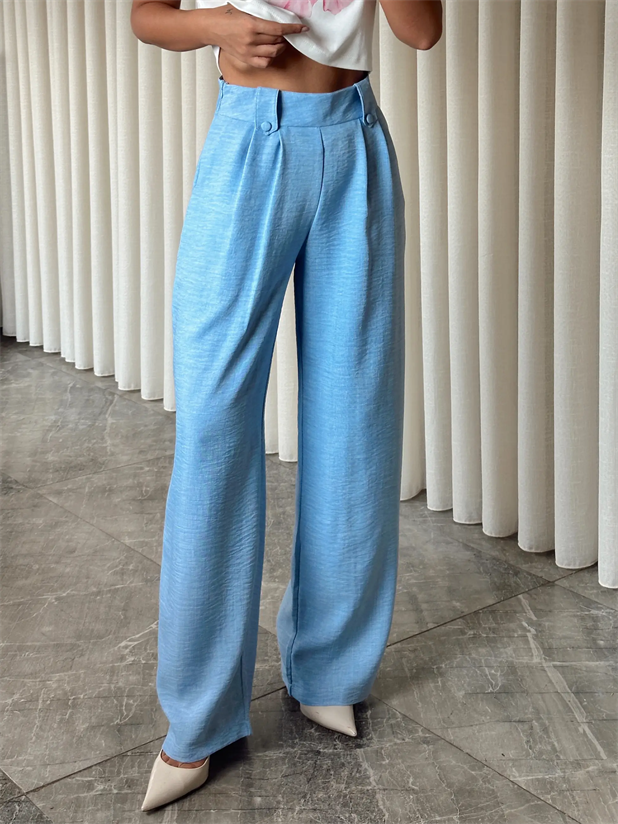 Apoletli Keten Palazzo  - Bebe Mavi