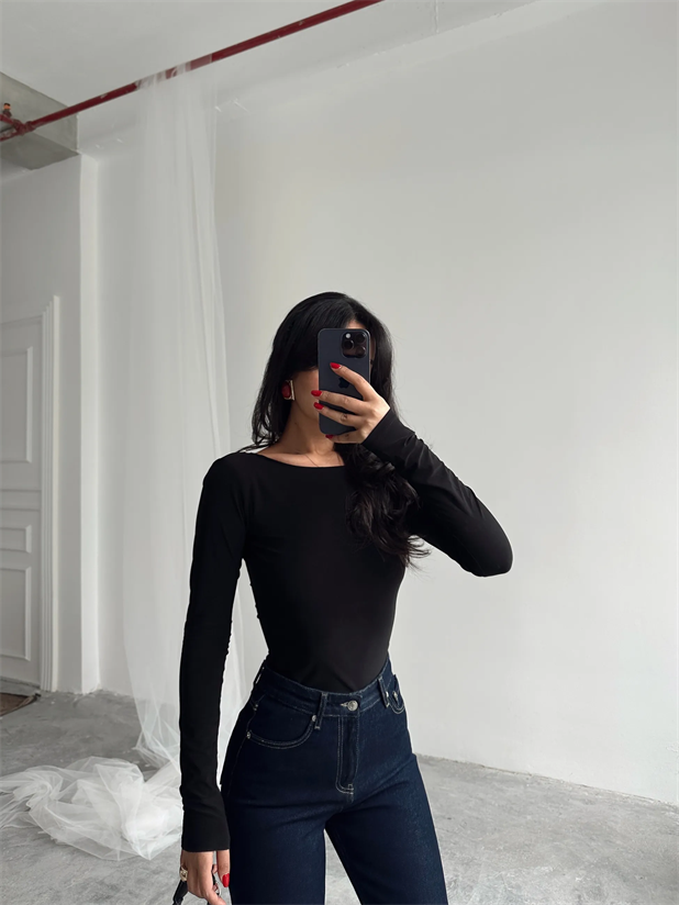 Mia Diamond Detay Bodysuit Siyah - Siyah