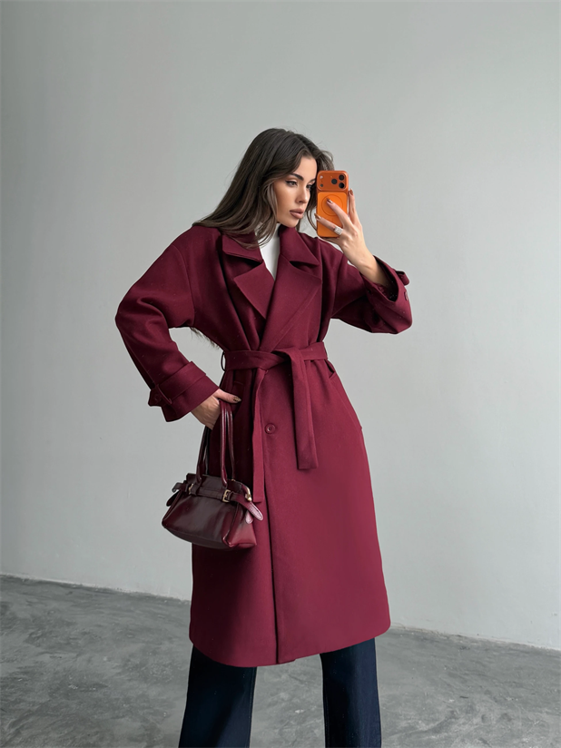 Premıum Kuşaklı Kaban  - Bordo