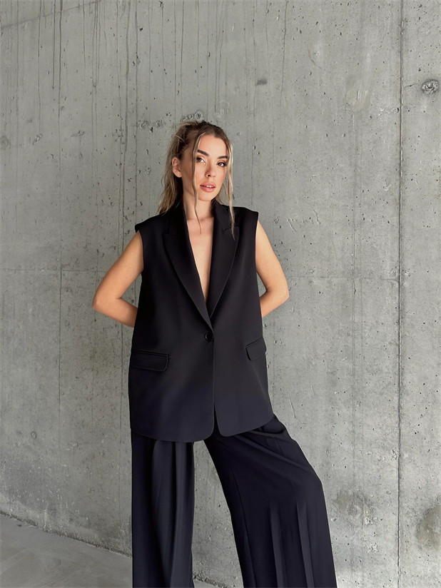 Valeria Blazer Yelek Siyah - Siyah