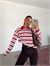 Polo Yaka Çizgili Sweatshirt - Kırmızı